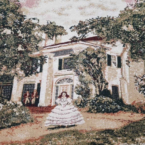 VINTAGE Gone With The Wind Jacquard Throw "Scarlett At Tara” Cotton Chatham - Picture 4 of 7